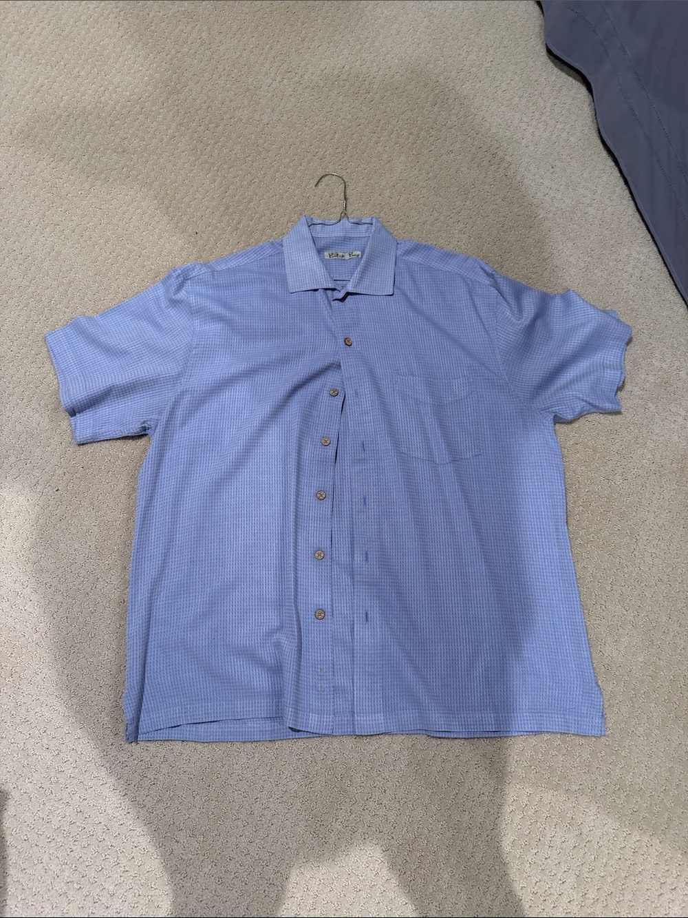 Light Blue Men's Short-Sleeve Button-Up Shirt